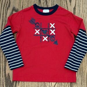 Hanna Andersson Red and Navy Tic-Tac-Toe Long Sleeve Tee